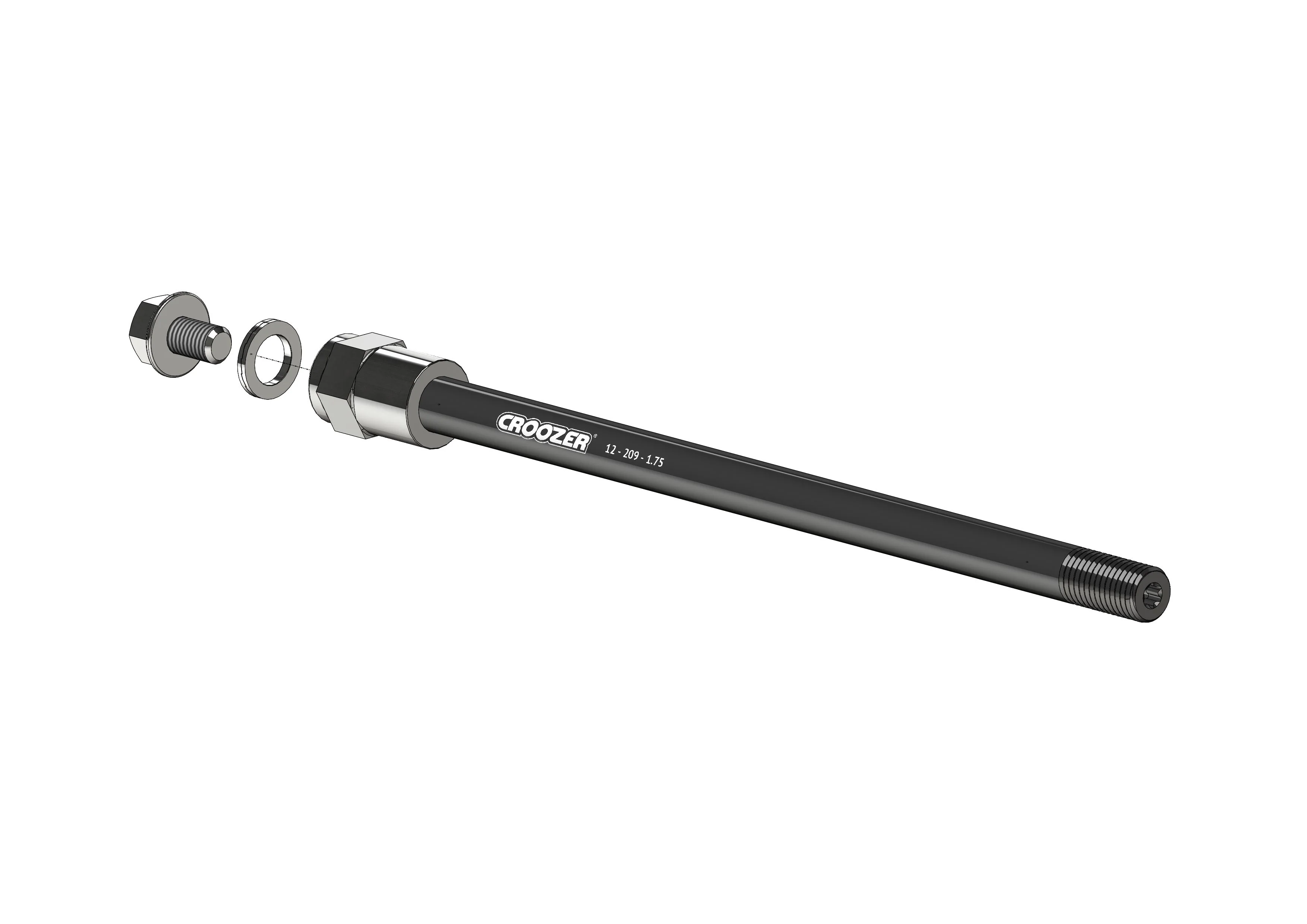 Thru Axle Adapter M12 for 209 mm axle length with 1.75 mm thread pitch, with universal adapter A - Image 2
